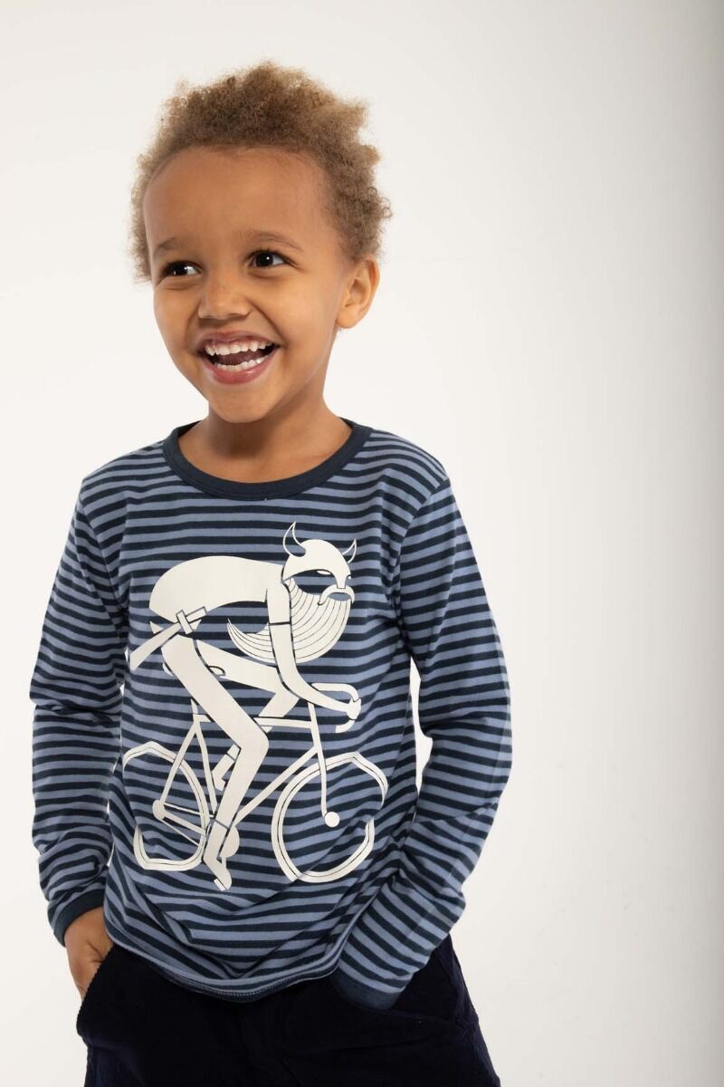 Bluse til børn med viking på cykel