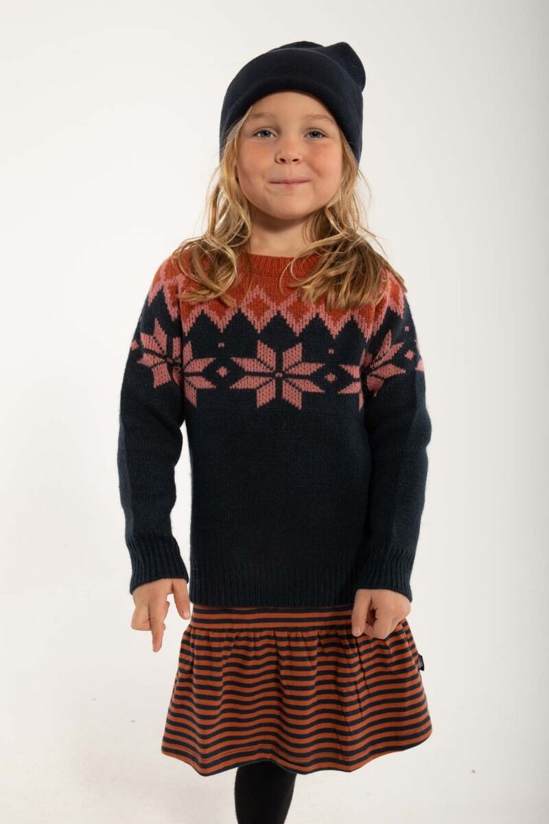 Danepulk Sweater Dk Navy/Old Rose/Brick