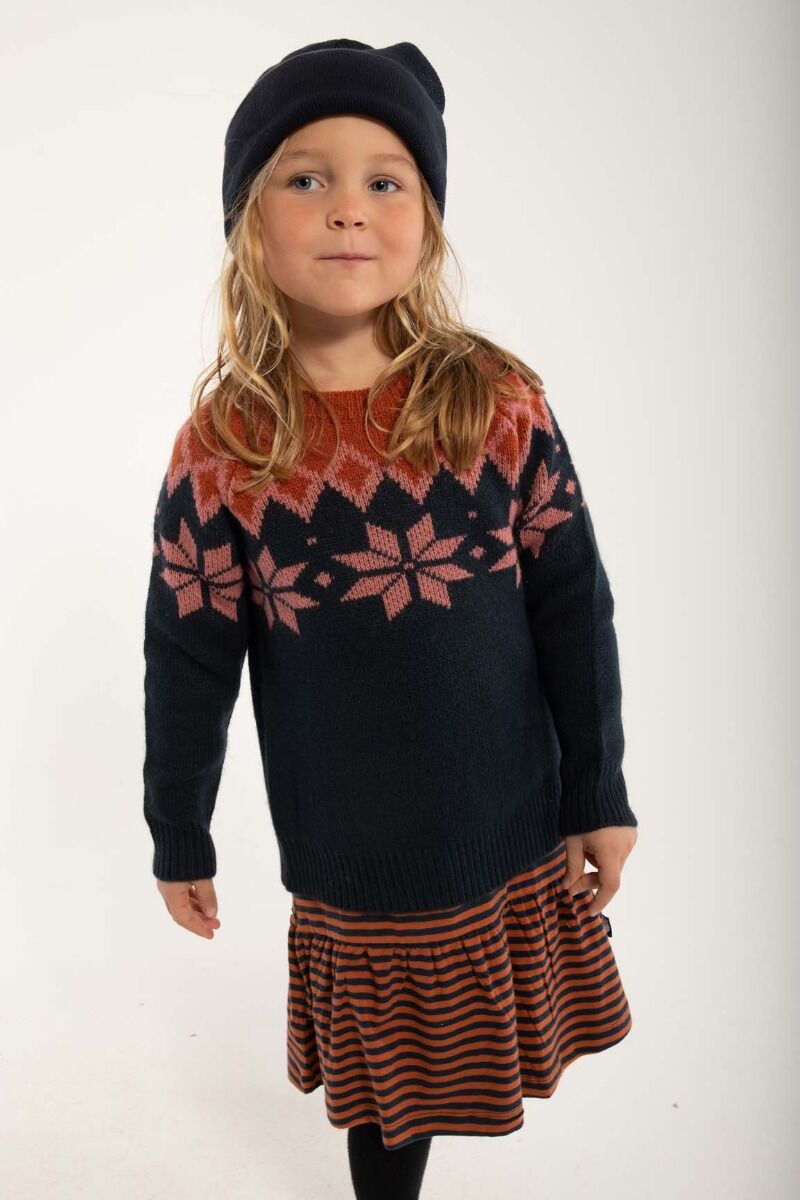 Danepulk Sweater Dk Navy/Old Rose/Brick