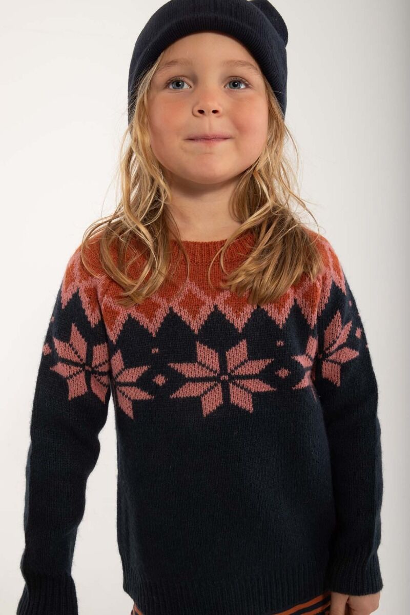 Danepulk Sweater Dk Navy/Old Rose/Brick