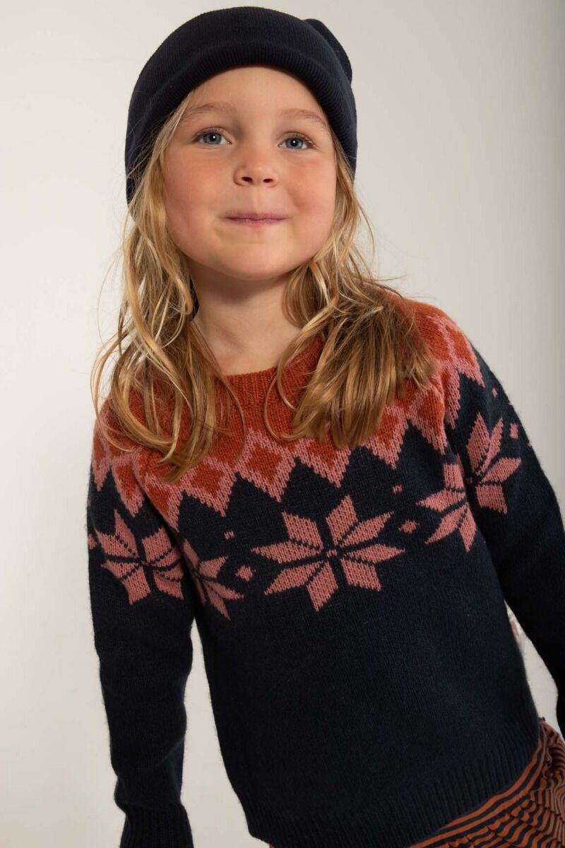 Danepulk Sweater Dk Navy/Old Rose/Brick