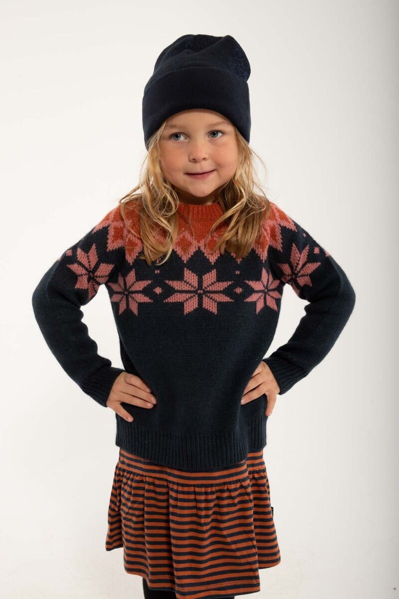 Danepulk Sweater Dk Navy/Old Rose/Brick
