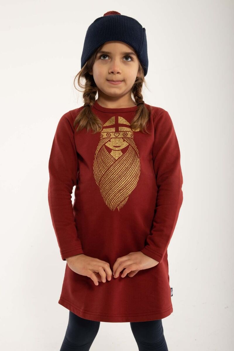 Danekvik Sweater Dress Red wine FREJA (Glitter)