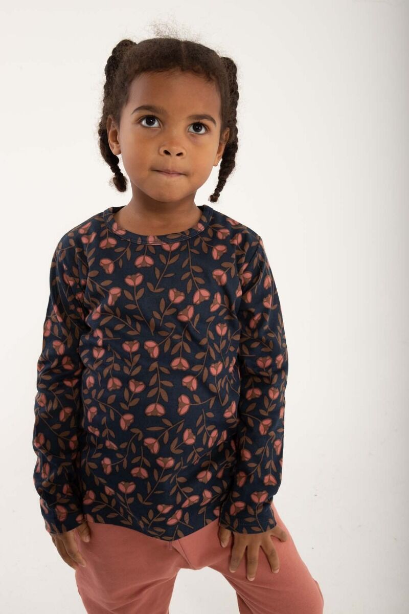 ORGANIC - Danemist Blouse Dk Navy/Brown Beige FLEURIE