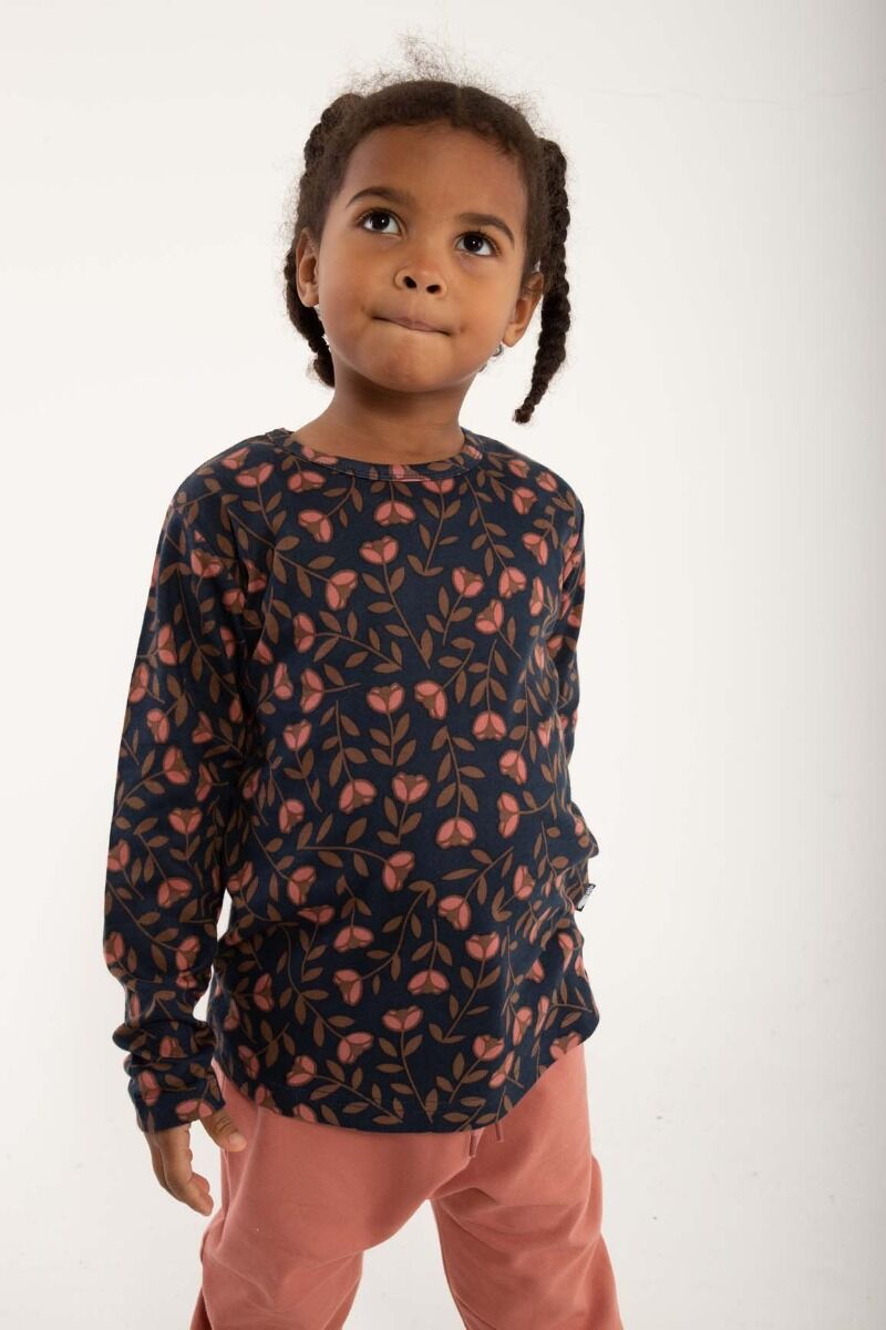 ORGANIC - Danemist Blouse Dk Navy/Brown Beige FLEURIE