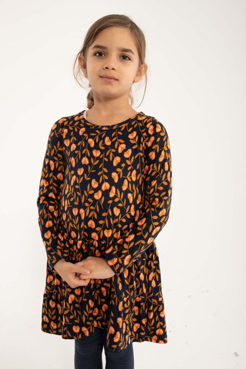 ORGANIC - Daneseahorse Dress Dk Navy/Brown Beige FLEURIE