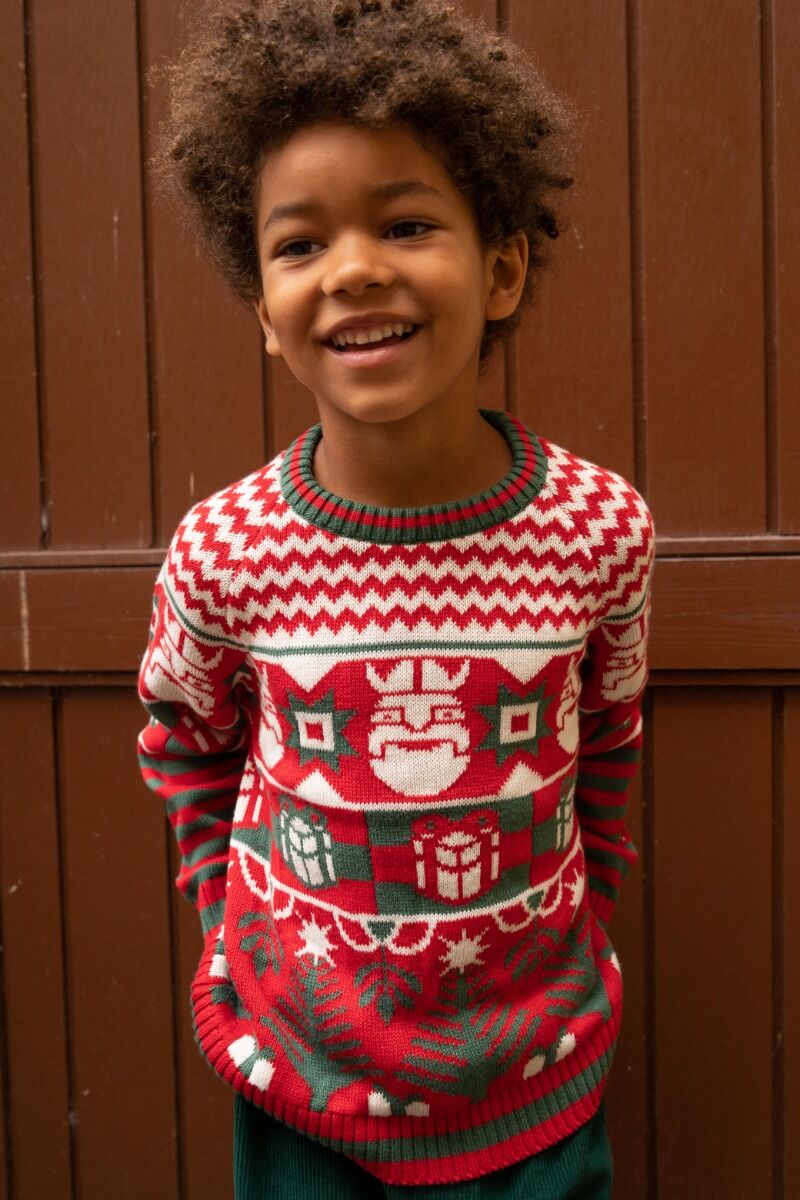 ESS - DaneHOHOHO Sweater Xmas red/Offwhite/Green