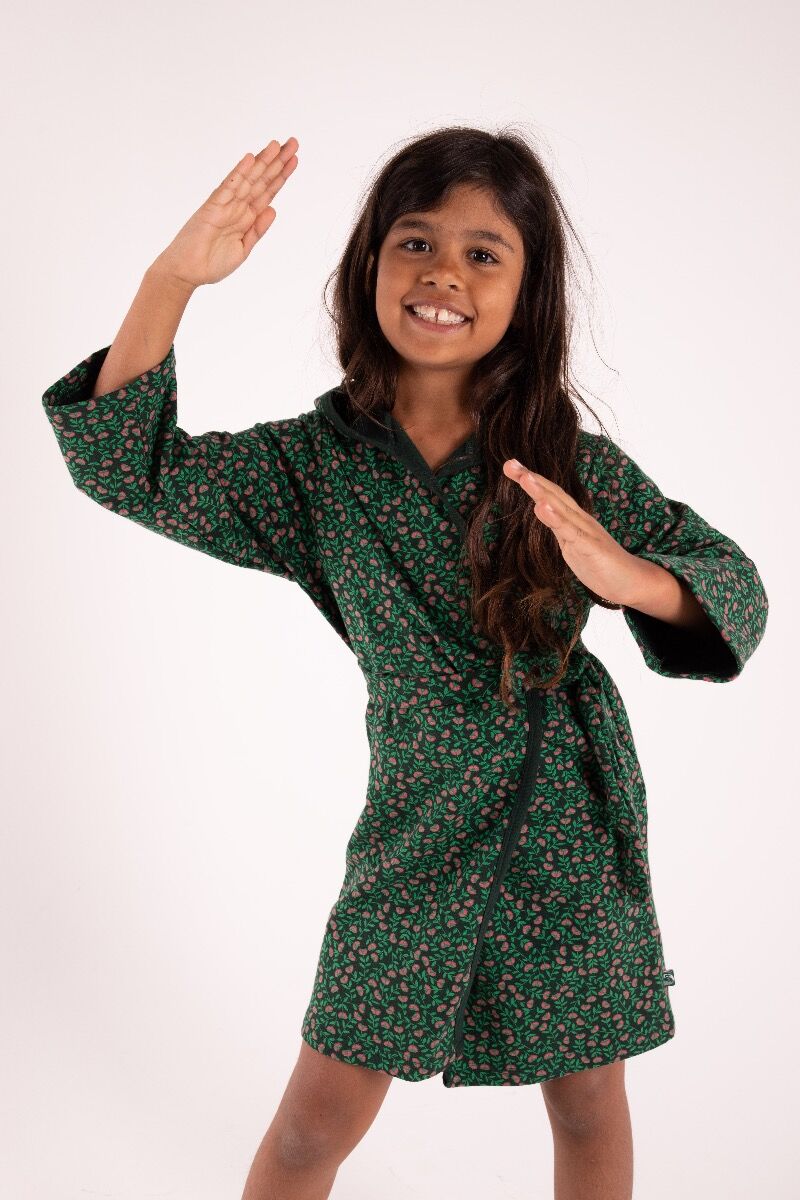 Organic - Danearlybird Housecoat Black/green FLEURIE
