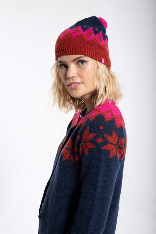 Danecountry Wool Beanie Navy_Rust/Hotpink