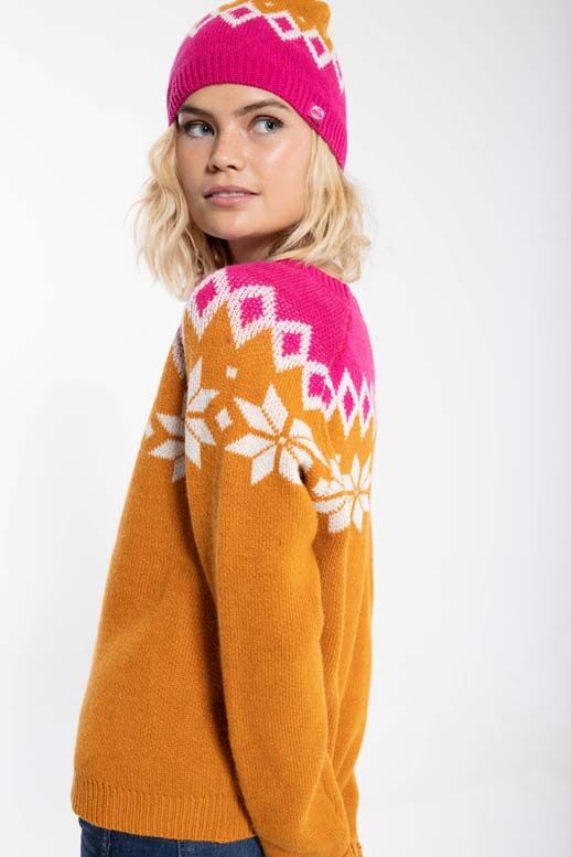 Danecountry Wool Beanie Honey_Offwhite/Hotpink