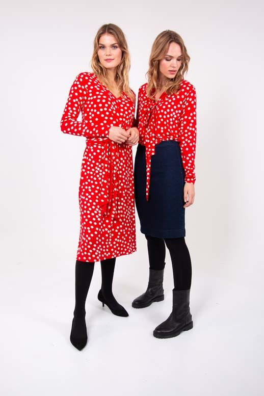 Danevalborg Dress Red/Offwhite FUN DOTS