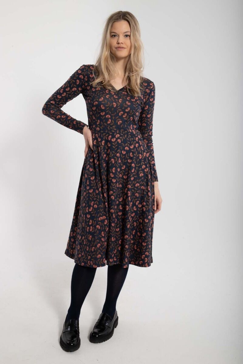 ORGANIC - Danandreasen Dress Dk Navy/Redwine FLEURIE