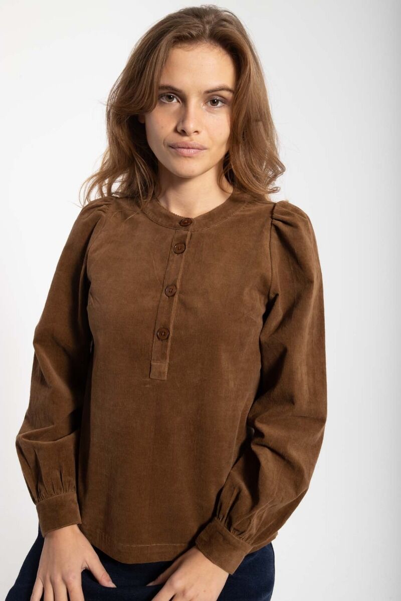 Danesanna Cord Stretch Shirt Brown Beige