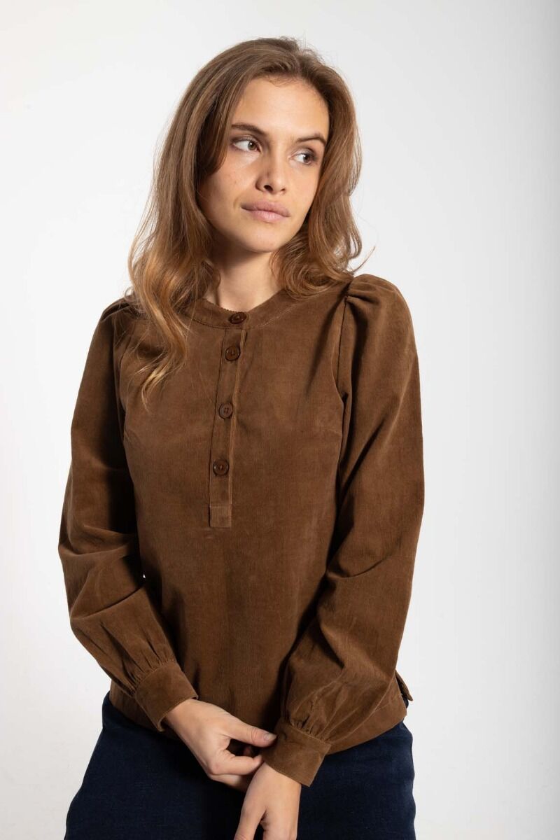 Danesanna Cord Stretch Shirt Brown Beige