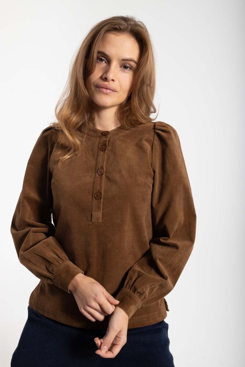 Danesanna Cord Stretch Shirt Brown Beige