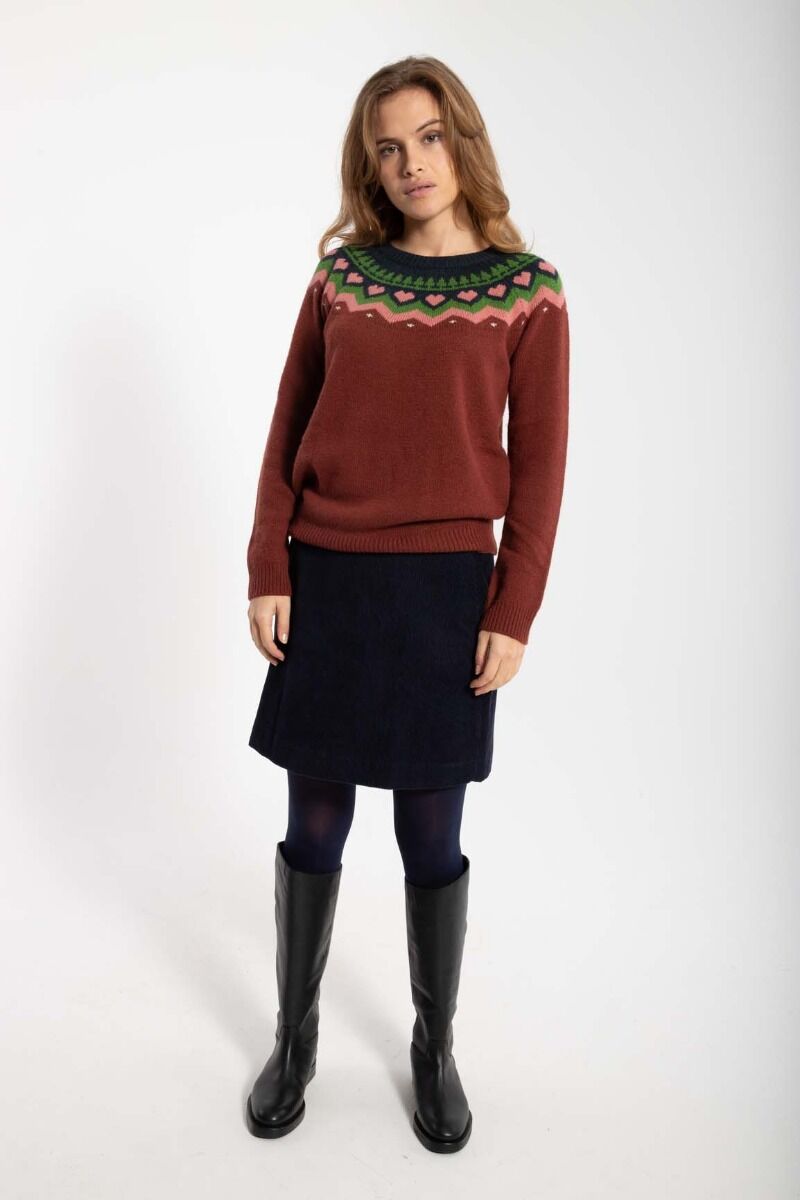 Dananne Wool Sweater Red wine/Old Rose/Fall Jungle