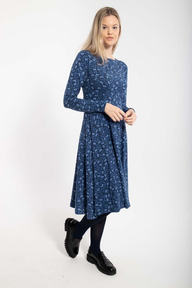 ORGANIC - Danesigrid Viscose Dress Marine/Cold Blue FLEURIE