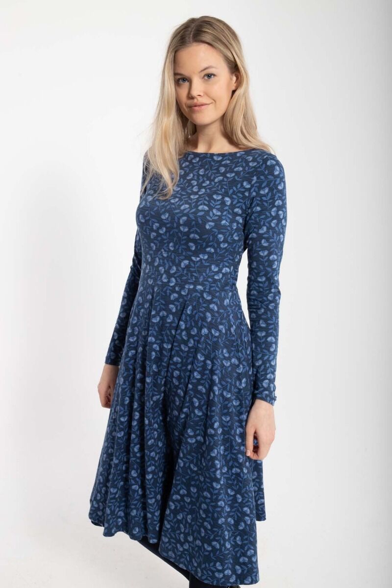 ORGANIC - Danesigrid Viscose Dress Marine/Cold Blue FLEURIE