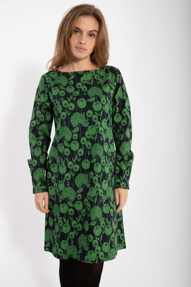 Danevalley Poplin Dress Black/Fall Jungle HORTENSIA