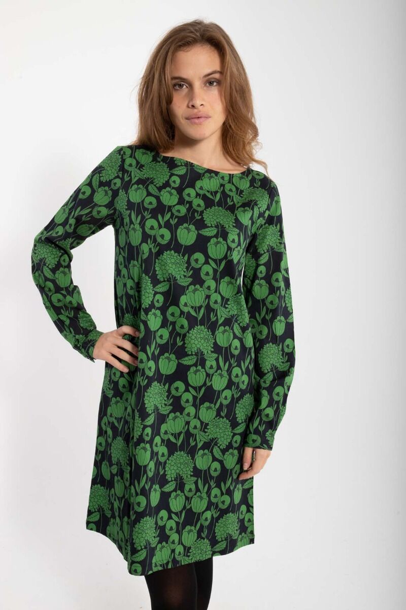 Danevalley Poplin Dress Black/Fall Jungle HORTENSIA