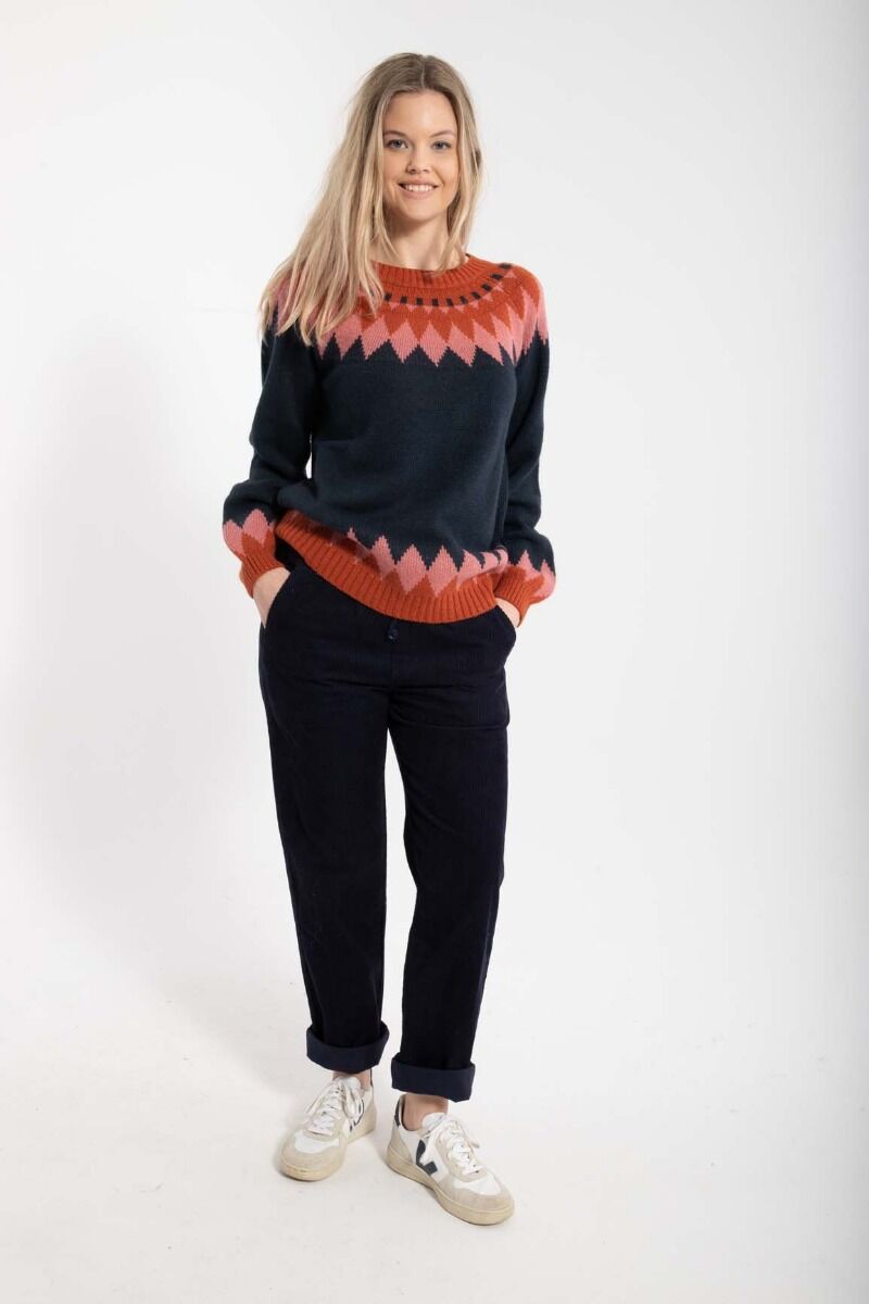 Danehot Stove Sweater Dk Navy/Brick/Old Rose