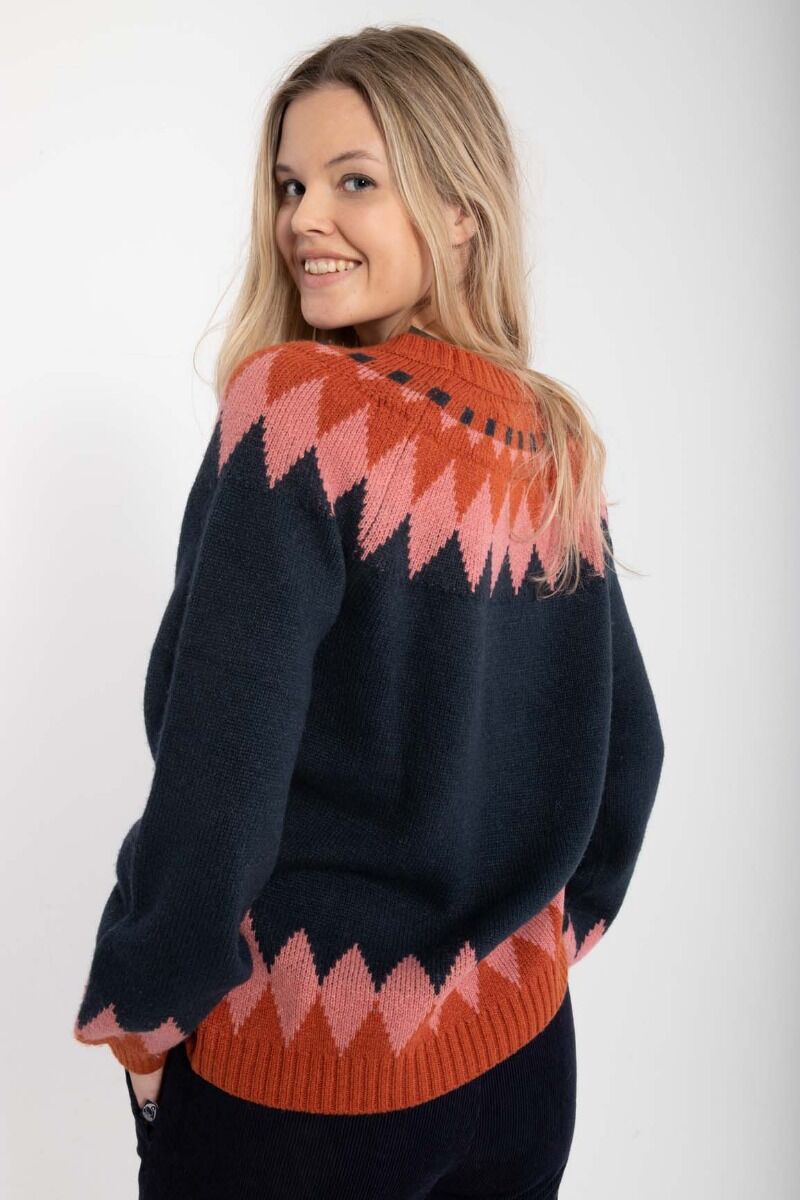 Danehot Stove Sweater Dk Navy/Brick/Old Rose