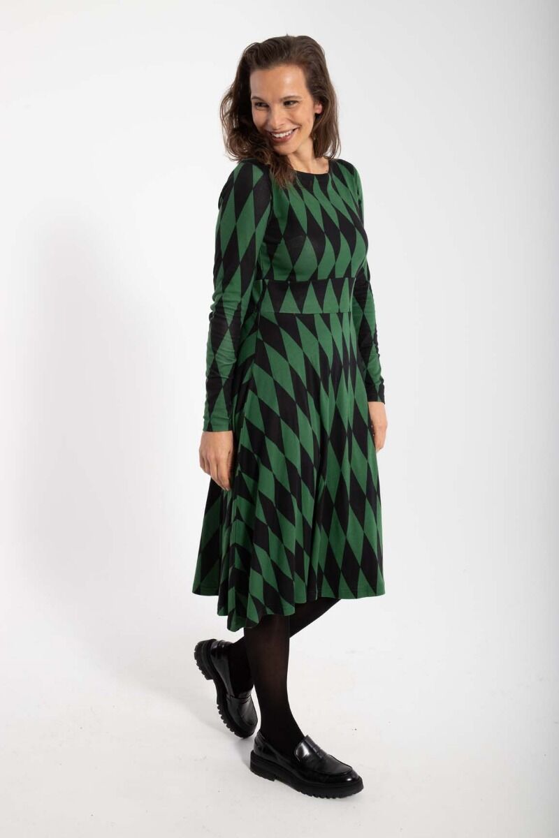 ORGANIC - Danesigrid Viscose Dress Black/Warm Khaki DIAMONDS