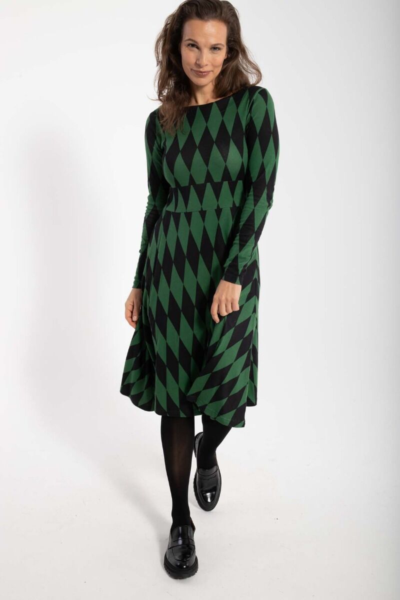 ORGANIC - Danesigrid Viscose Dress Black/Warm Khaki DIAMONDS