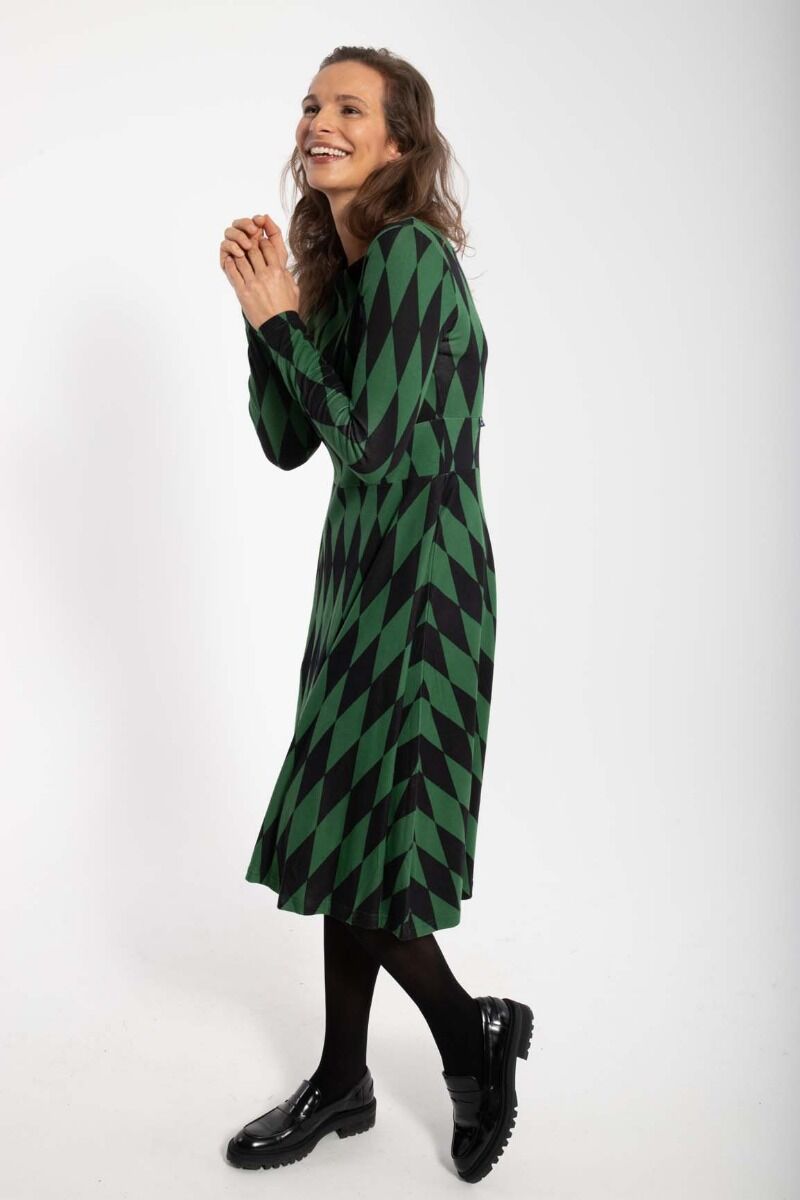 ORGANIC - Danesigrid Viscose Dress Black/Warm Khaki DIAMONDS