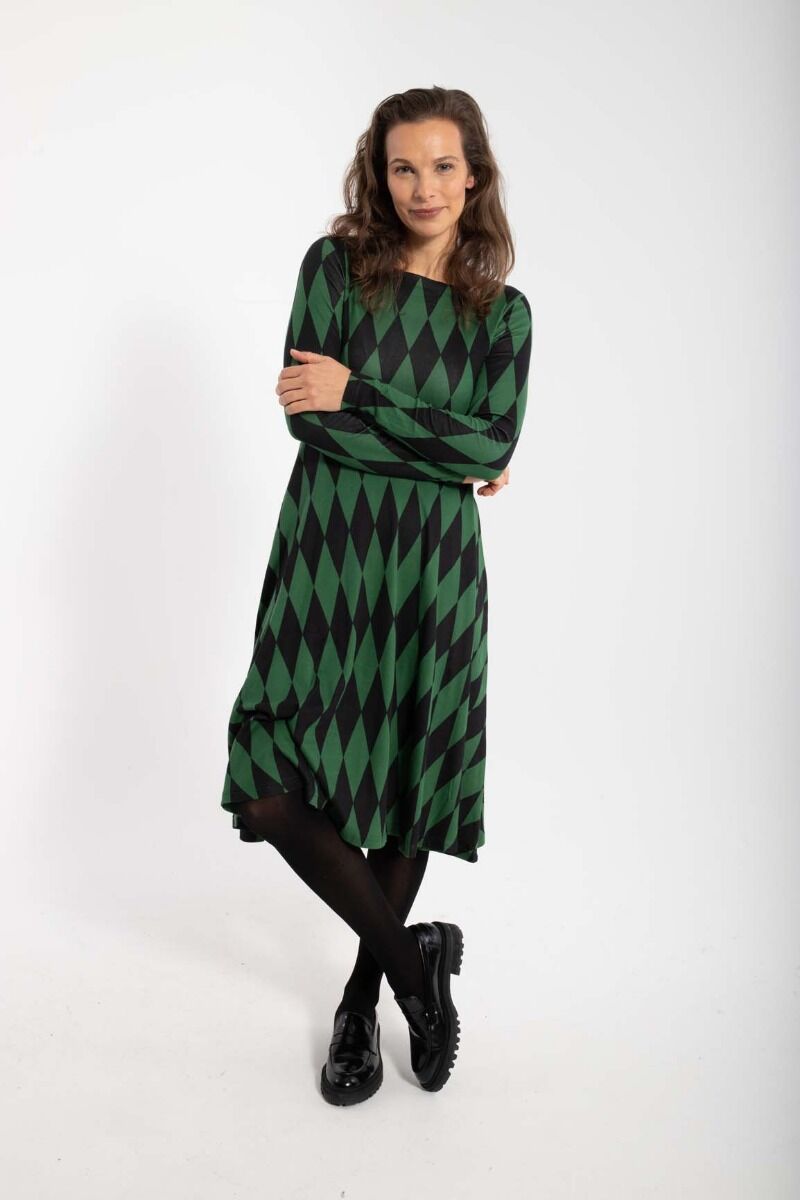 ORGANIC - Danesigrid Viscose Dress Black/Warm Khaki DIAMONDS