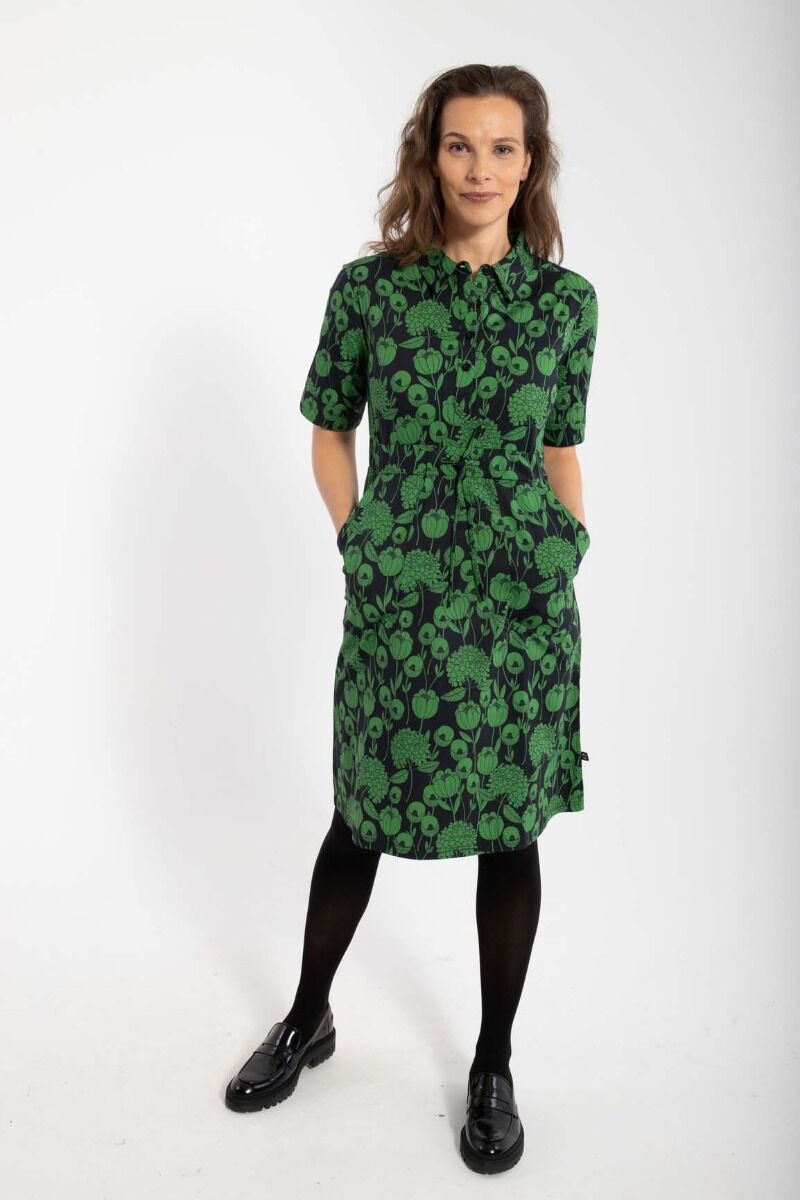 Danesusanne Poplin Dress Black/Fall Jungle HORTENSIA