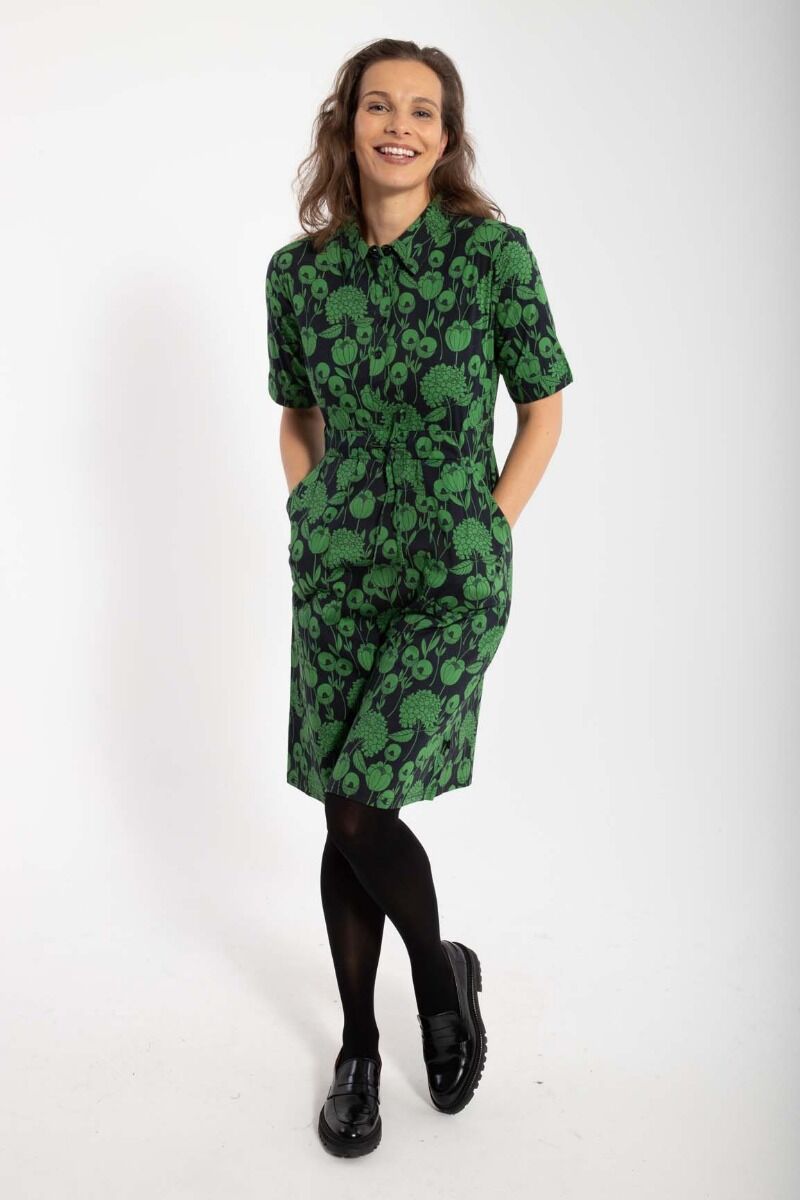 Danesusanne Poplin Dress Black/Fall Jungle HORTENSIA