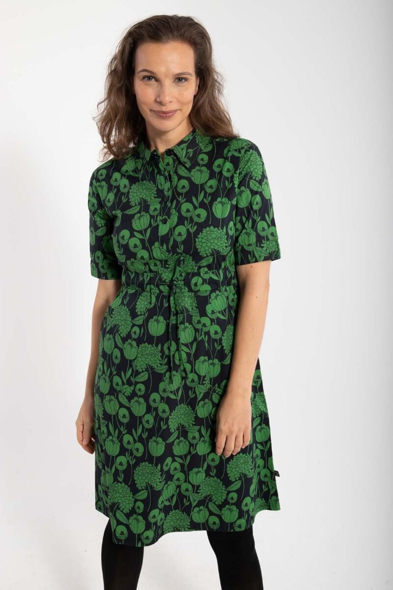Danesusanne Poplin Dress Black/Fall Jungle HORTENSIA
