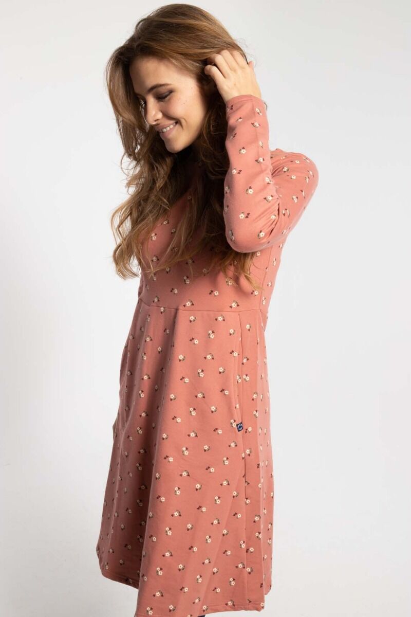 Danesidsel Dress Old Rose/Chalk MINIFLOWER