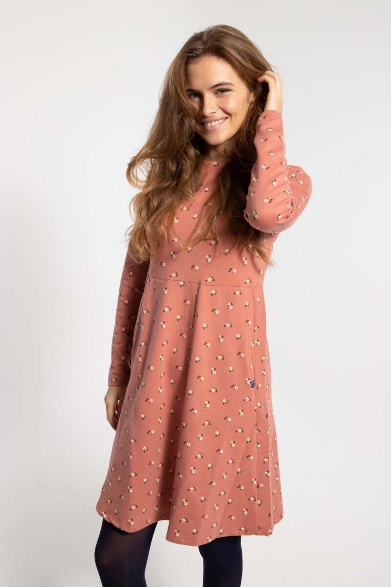 Danesidsel Dress Old Rose/Chalk MINIFLOWER