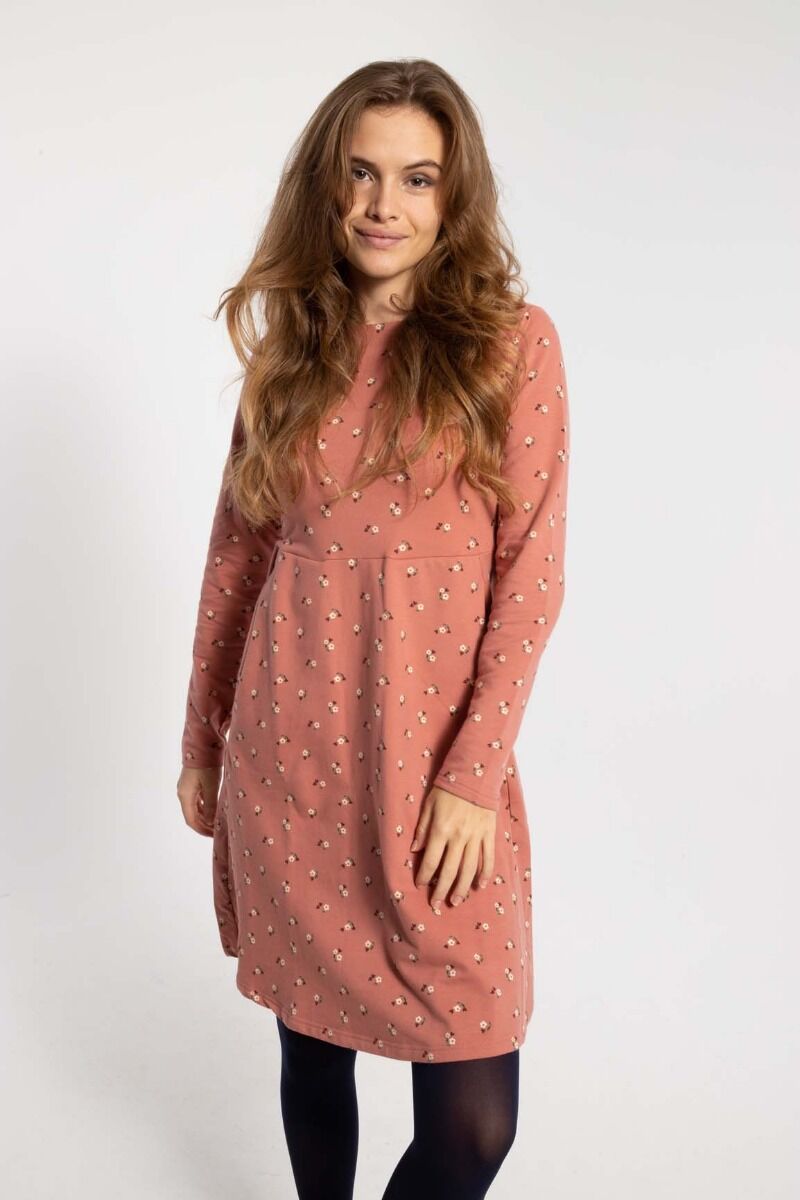 Danesidsel Dress Old Rose/Chalk MINIFLOWER