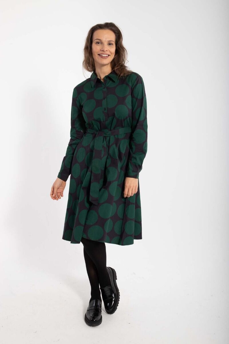 Daneribe Poplin Dress Black/Warm Khaki MEGADOTS