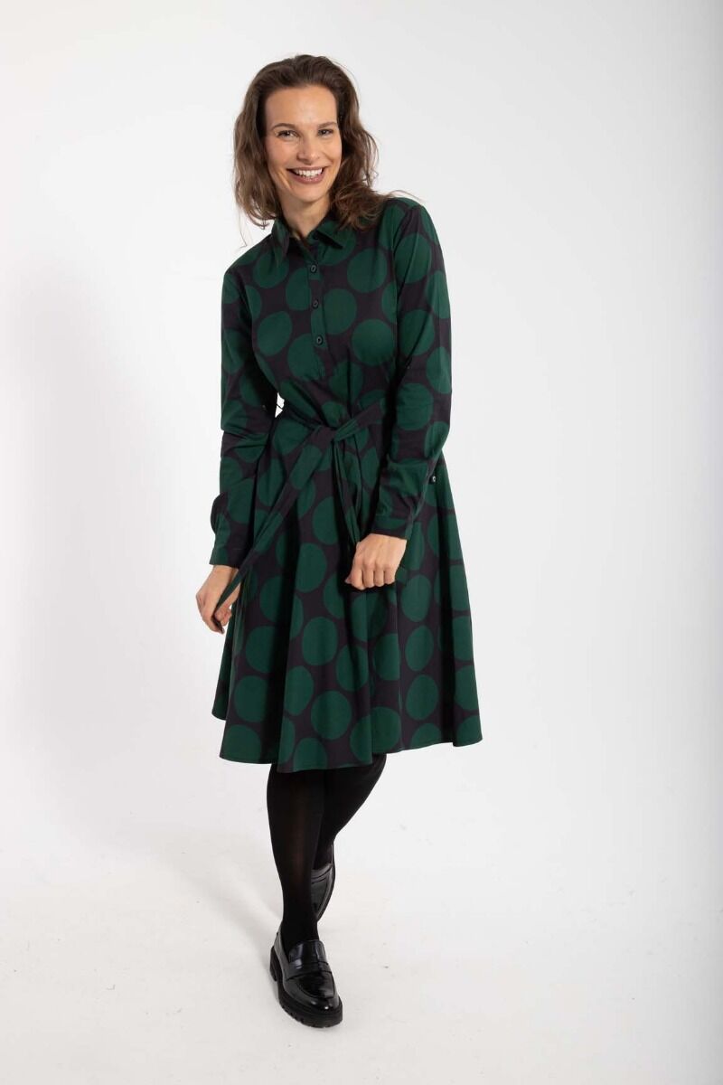 Daneribe Poplin Dress Black/Warm Khaki MEGADOTS