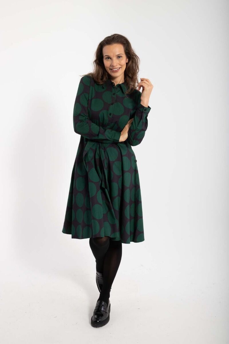 Daneribe Poplin Dress Black/Warm Khaki MEGADOTS