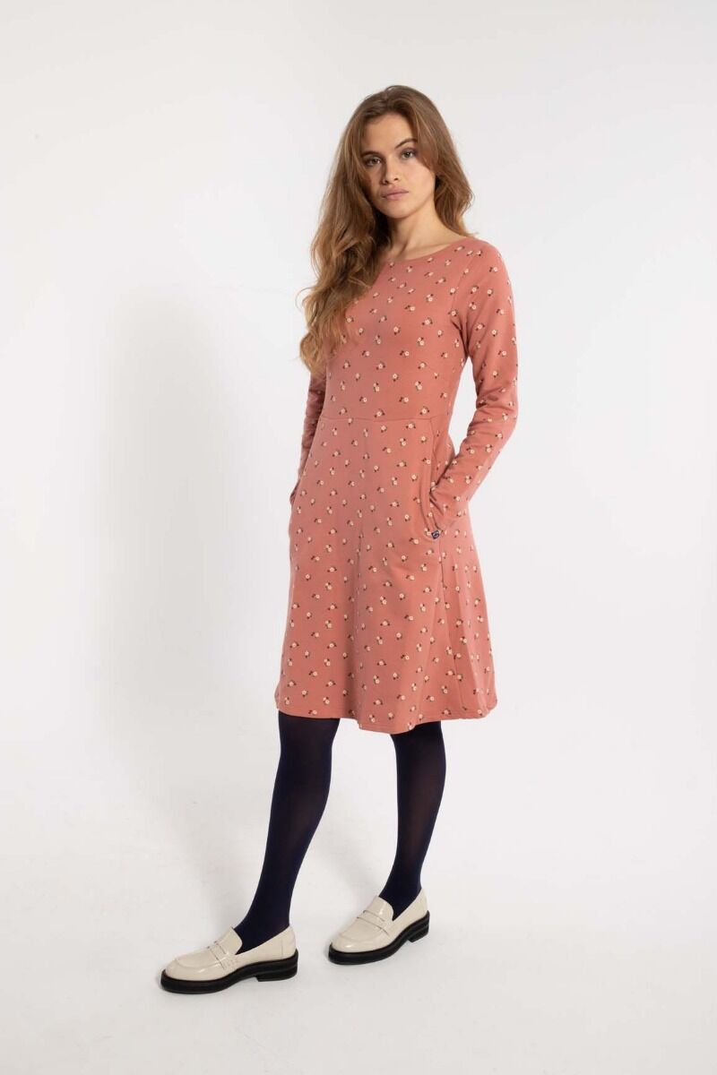 Danesidsel Dress Old Rose/Chalk MINIFLOWER