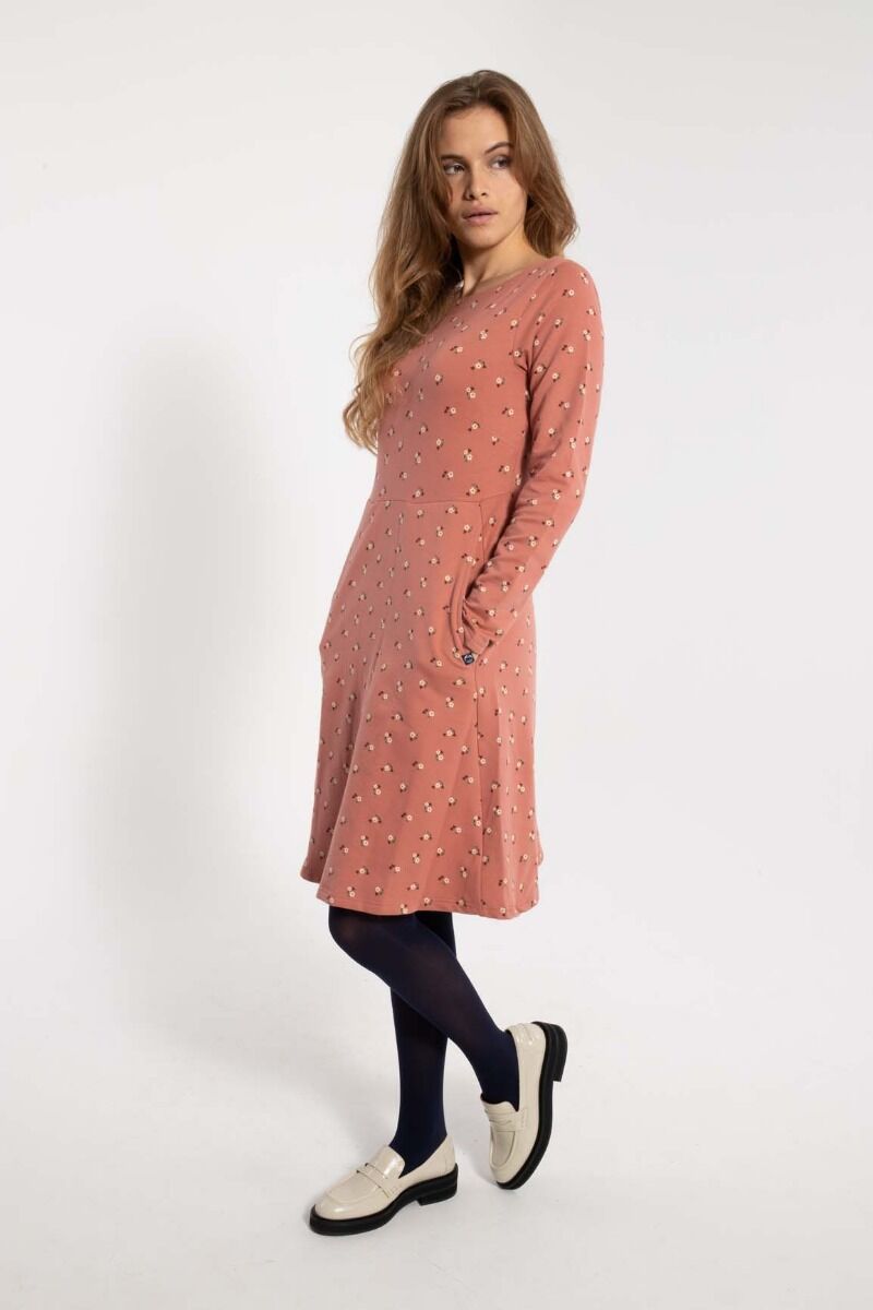 Danesidsel Dress Old Rose/Chalk MINIFLOWER