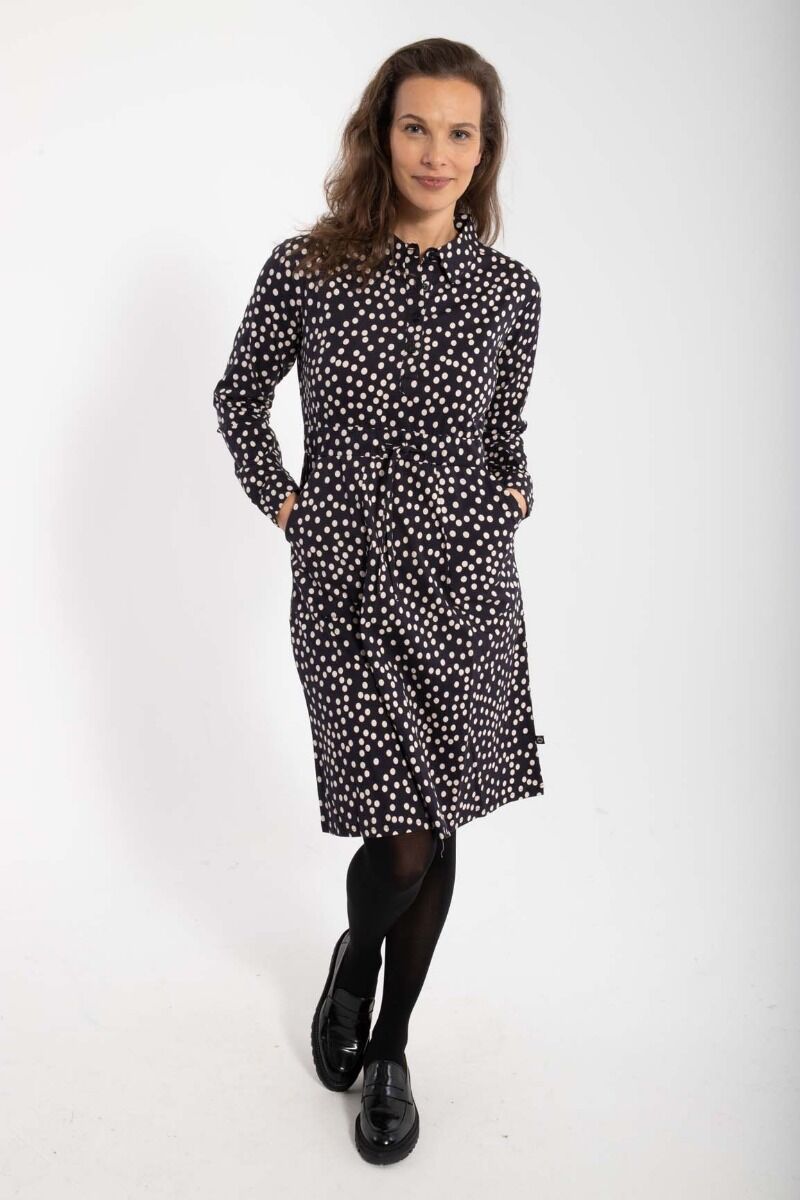 Daneditte Poplin Dress Black/Chalk FUNDOTS