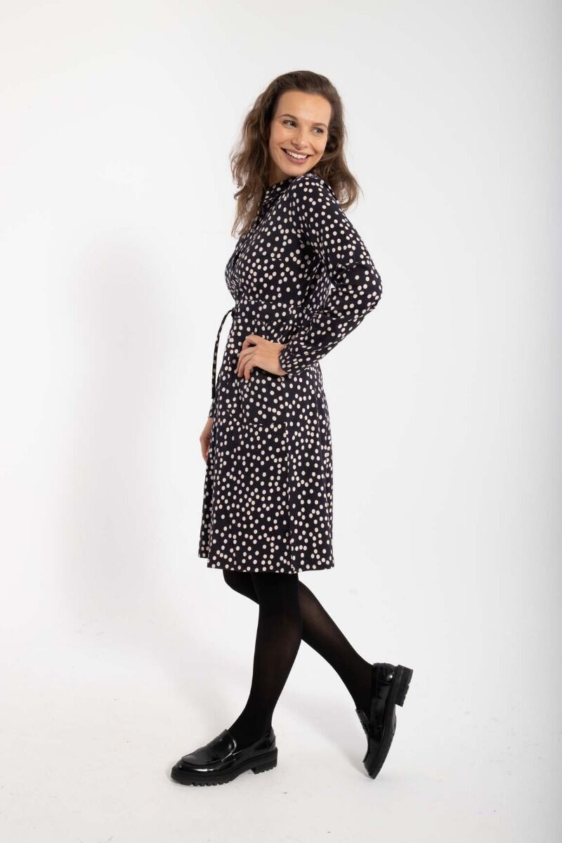 Daneditte Poplin Dress Black/Chalk FUNDOTS