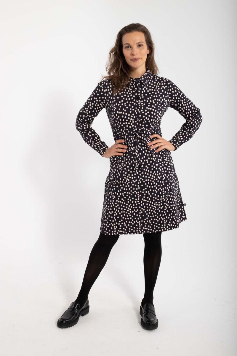 Daneditte Poplin Dress Black/Chalk FUNDOTS