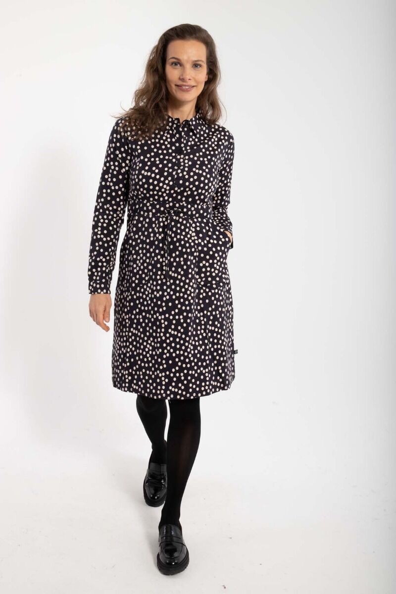Daneditte Poplin Dress Black/Chalk FUNDOTS