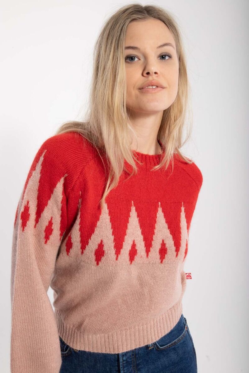 Danefantastic Icicles Wool Sweater Red/Powder Rose