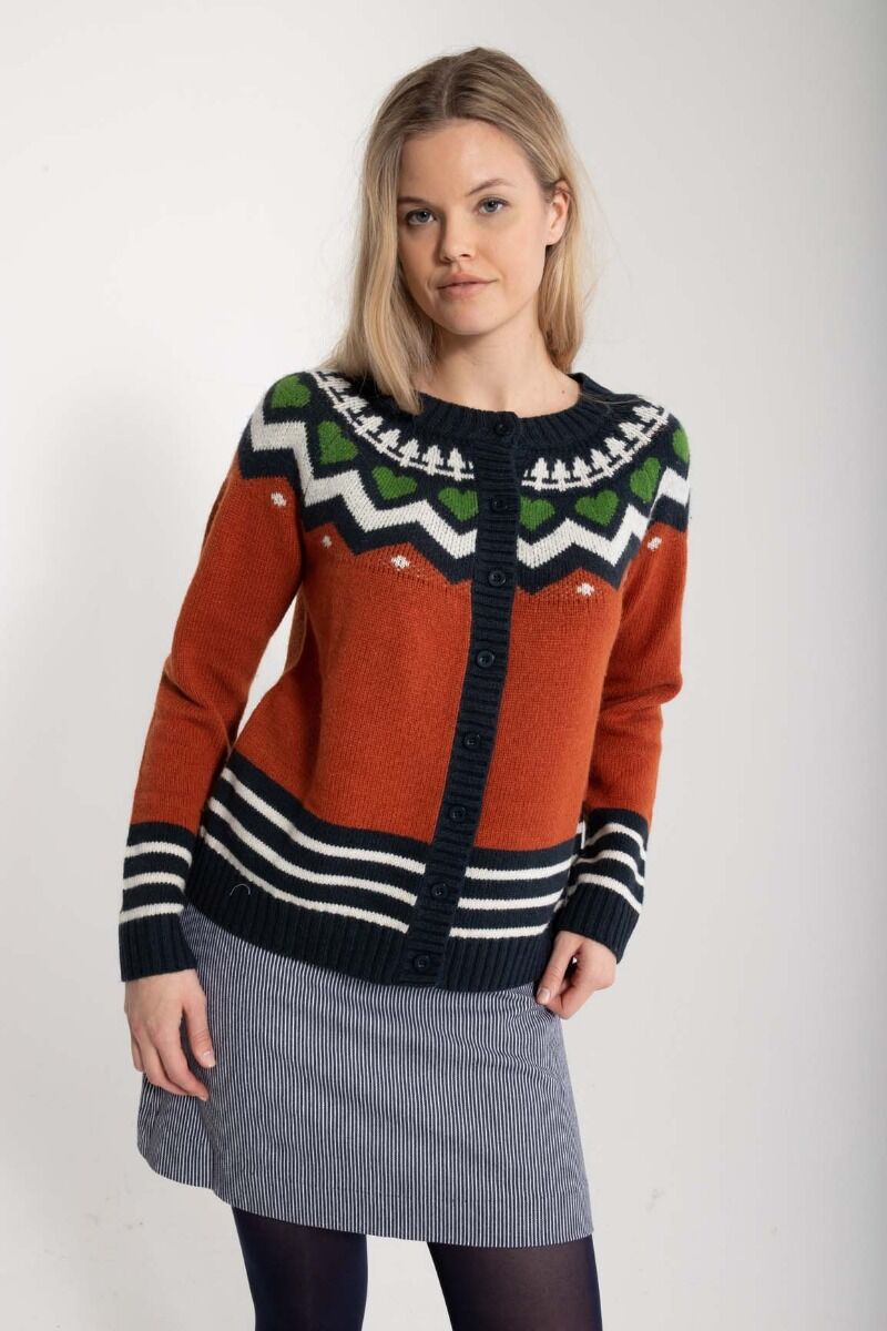 Danehareskov Cardigan Brick/Dk Navy/Chalk