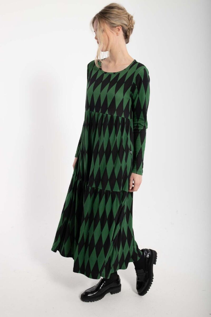 ORGANIC - Danemarkise Dress LS Black/Warm Khaki DIAMONDS