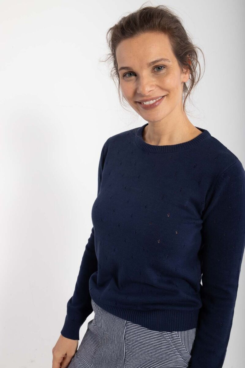 Danepearly Hole Knit Sweater Dk Navy
