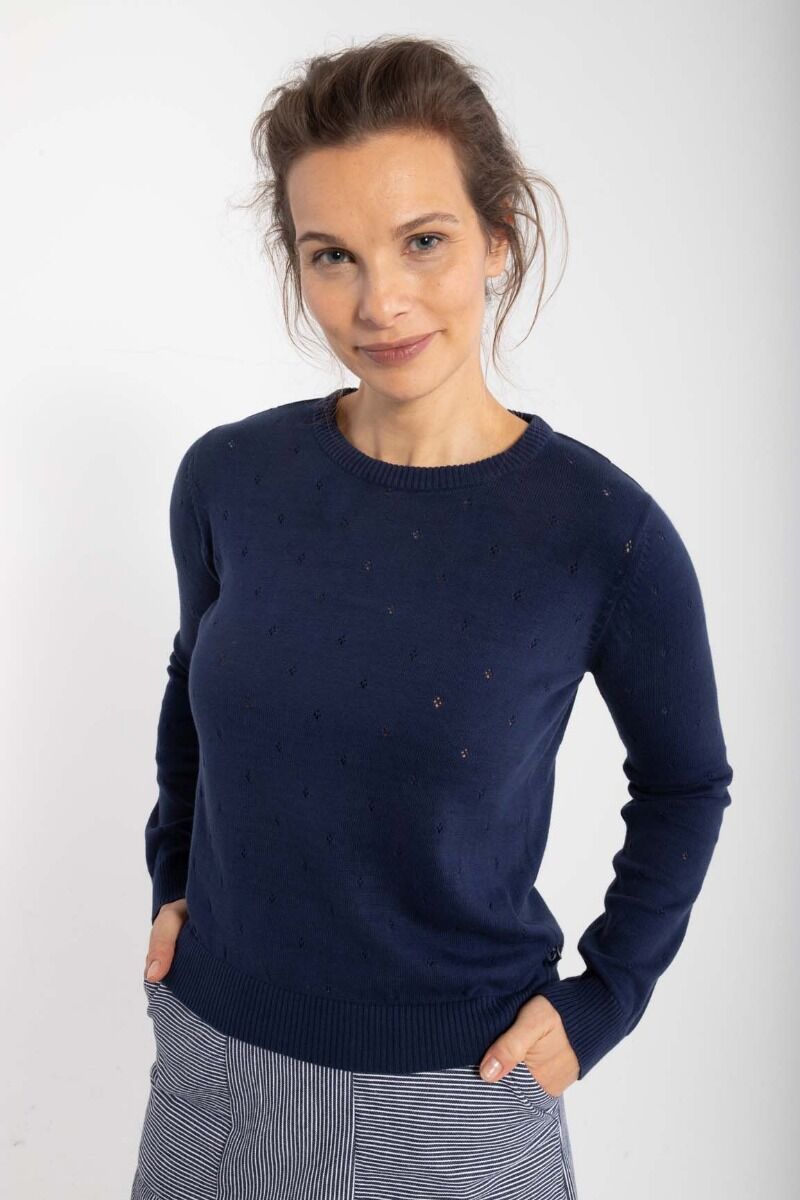 Danepearly Hole Knit Sweater Dk Navy